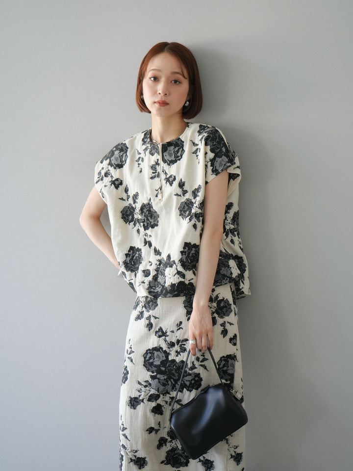 [予約]ジャガードZIPプルオーバー/ブラック