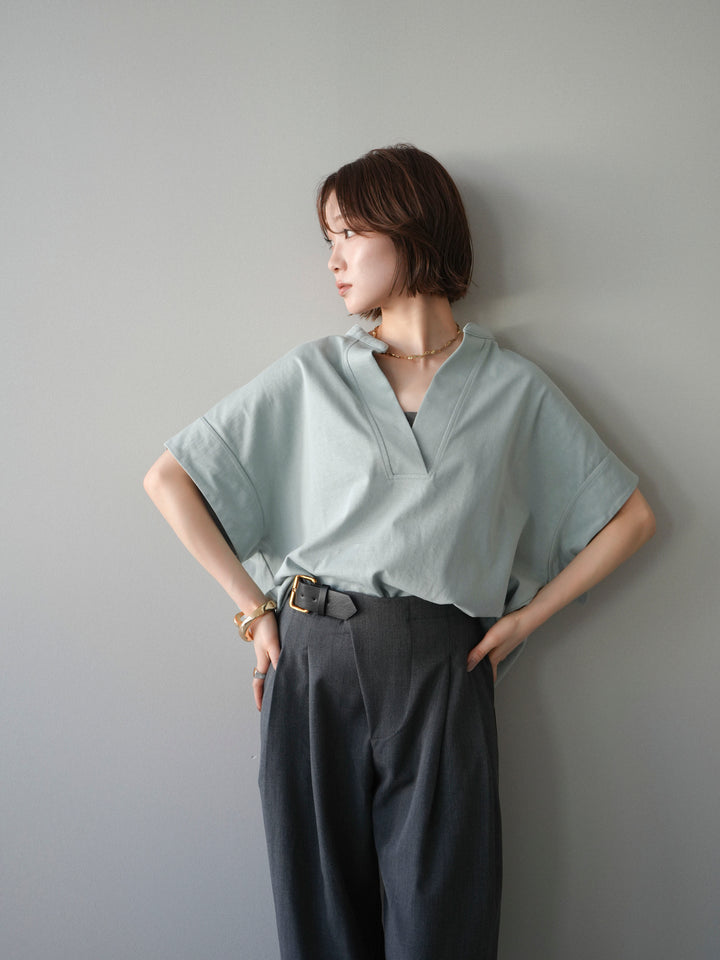 [SET]スキッパーワイド半袖トップス+選べるアクセセット(2set)