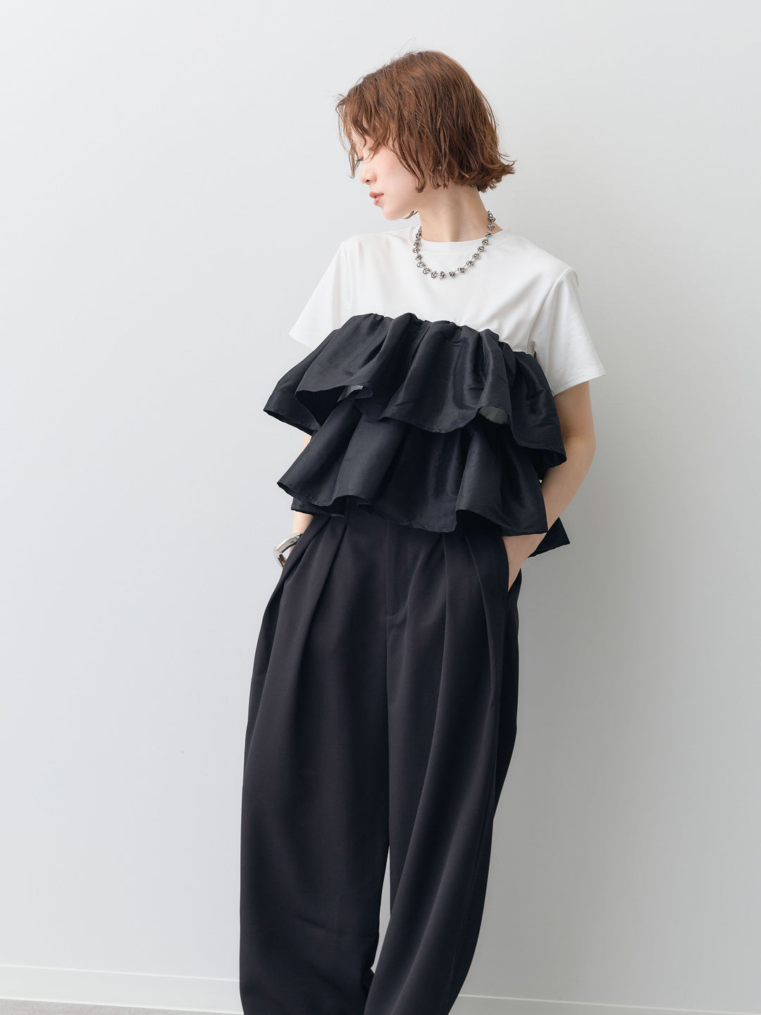 [SET]フリルティアードTEE+フリルティアードTEE(2set)