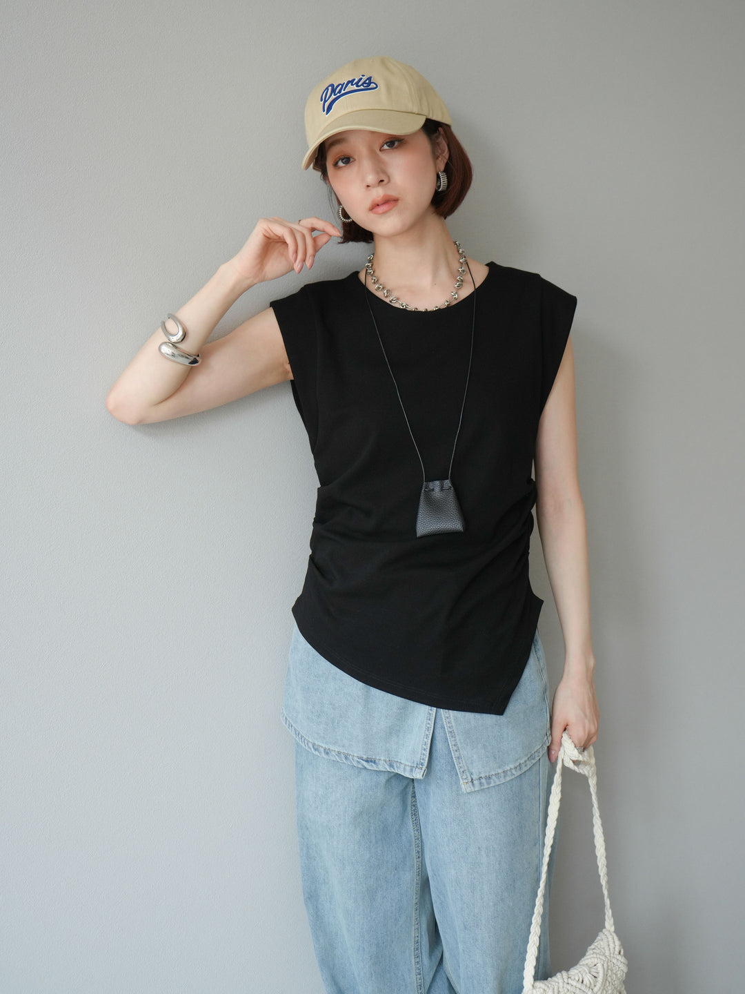 [予約]Parisロゴ刺繍CAP/ベージュ