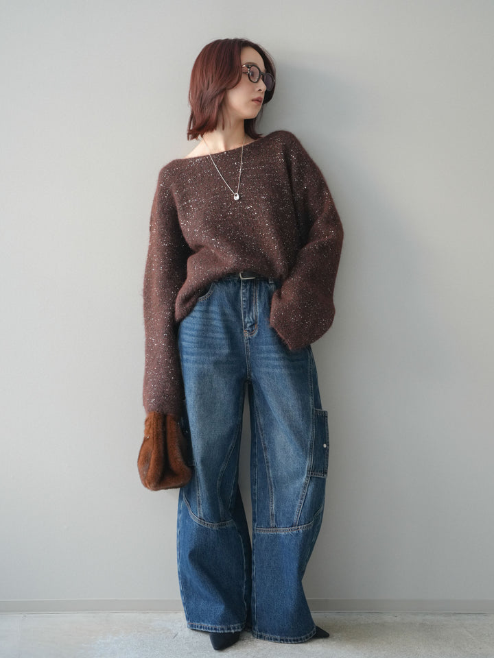 [予約]カーゴデザインコクーンデニムパンツ/navy