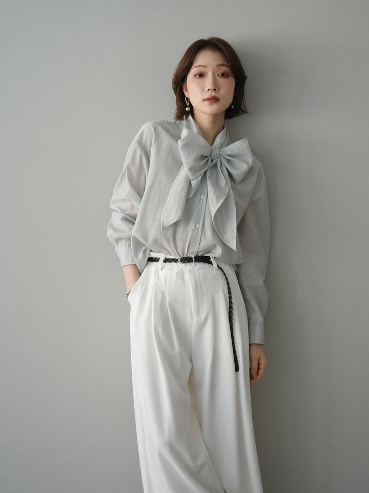 [SET]シアーボウタイブラウス+シアーボウタイブラウス(2set)