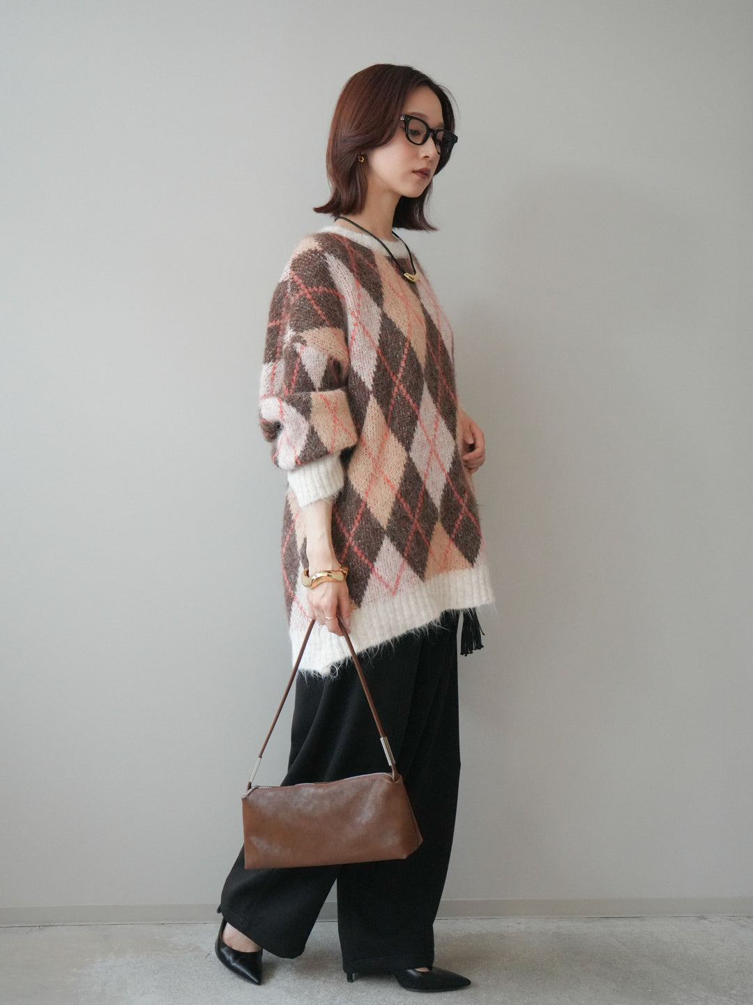 [予約]ベルト付裏起毛センターシームカーブパンツ/black