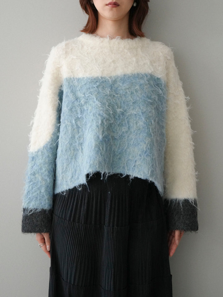 [予約]バイカラーモヘアタッチニットプルオーバー/ivory