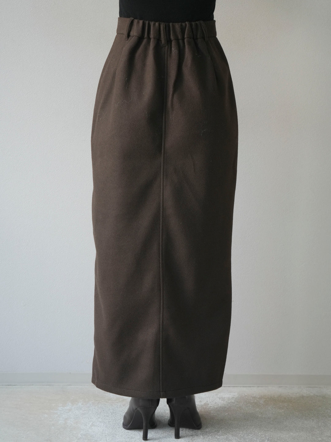 [予約]ウールタッチフロントスリットタイトスカート/brown