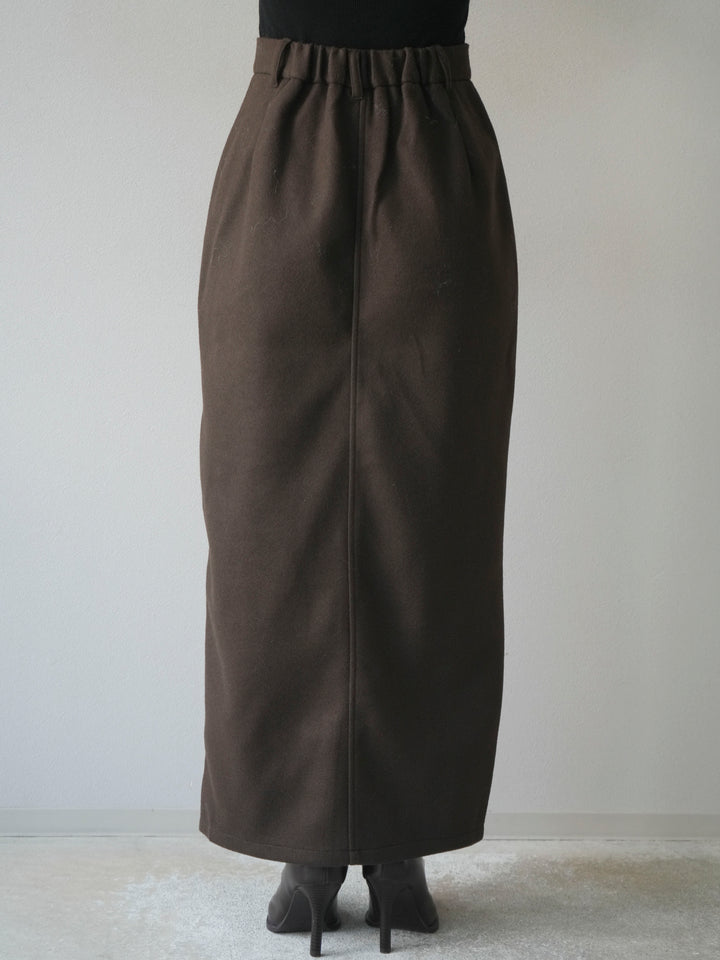 [予約]ウールタッチフロントスリットタイトスカート/brown
