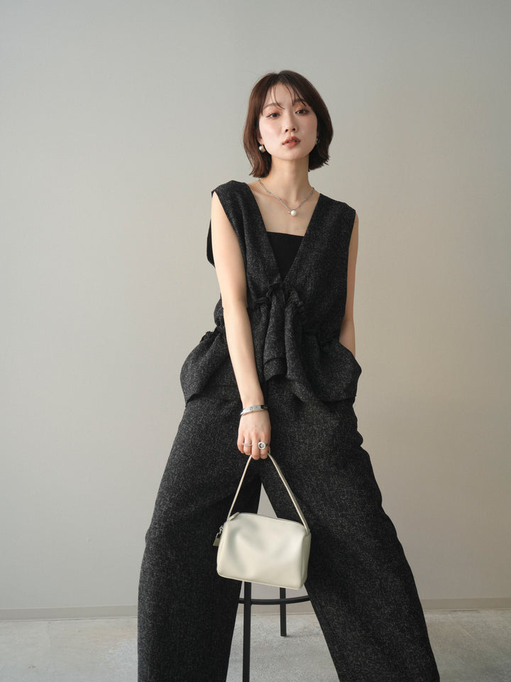 [SET]3WAYミックスツイードギャザーオールインワン+選べるアクセセット(2set)