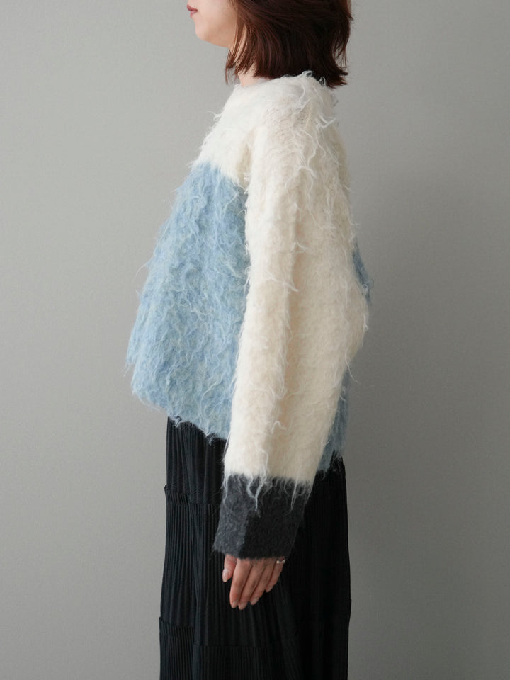 [予約]バイカラーモヘアタッチニットプルオーバー/ivory