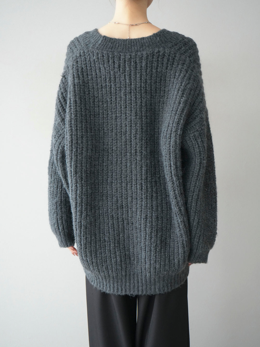 [予約]デニムポケットハンドステッチカーディガン/gray