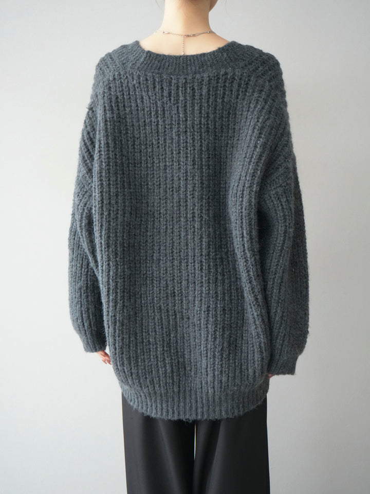 [予約]デニムポケットハンドステッチカーディガン/gray