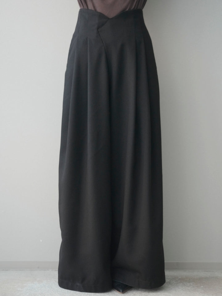 [予約]デザインハイウエストワイドパンツ/black