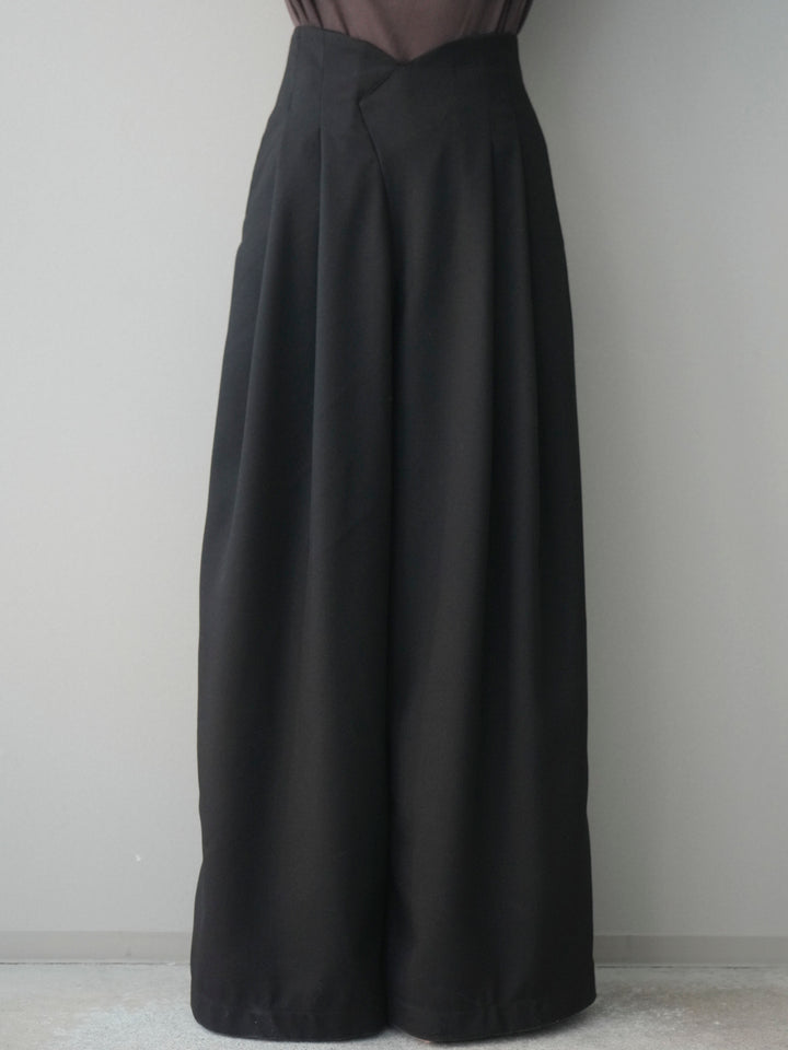 [予約]デザインハイウエストワイドパンツ/black