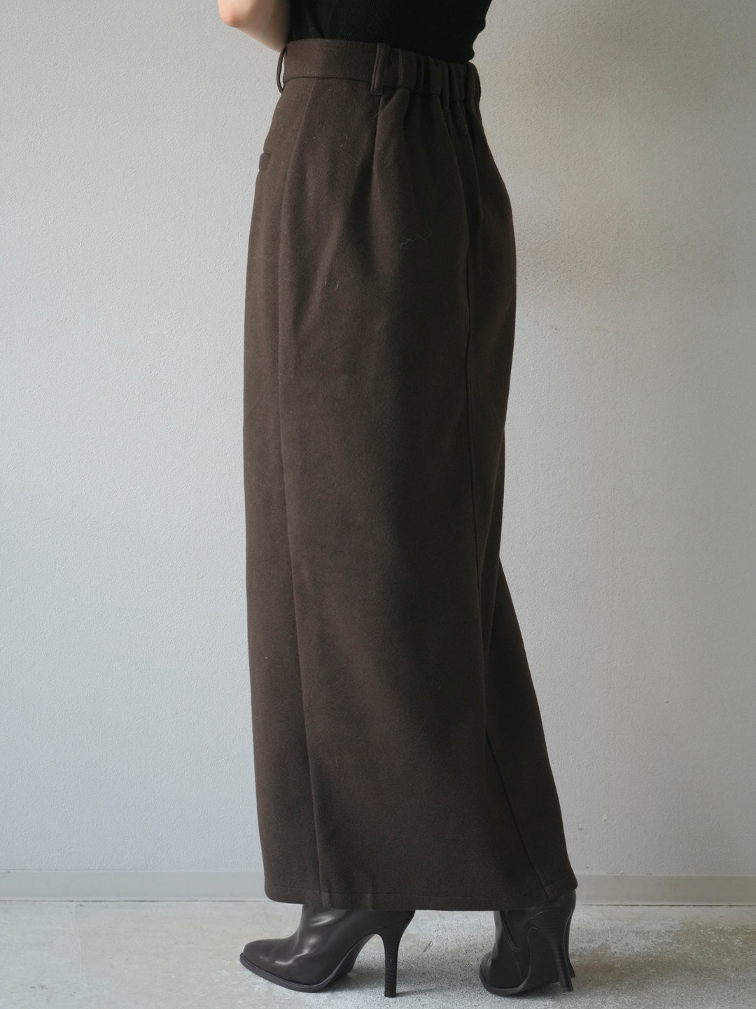 [予約]ウールタッチフロントスリットタイトスカート/brown