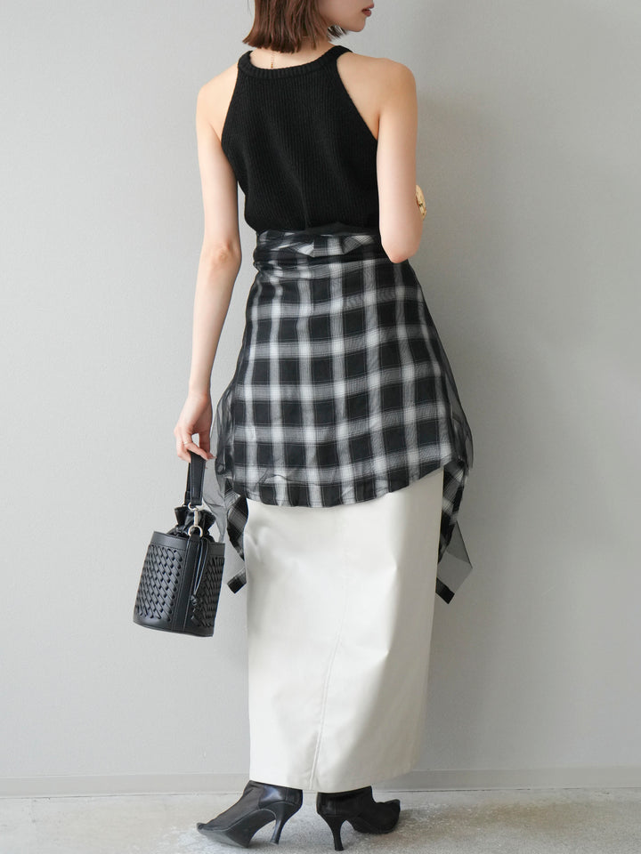 [予約]フェイクレザーフロントスリットスカート/エクリュ