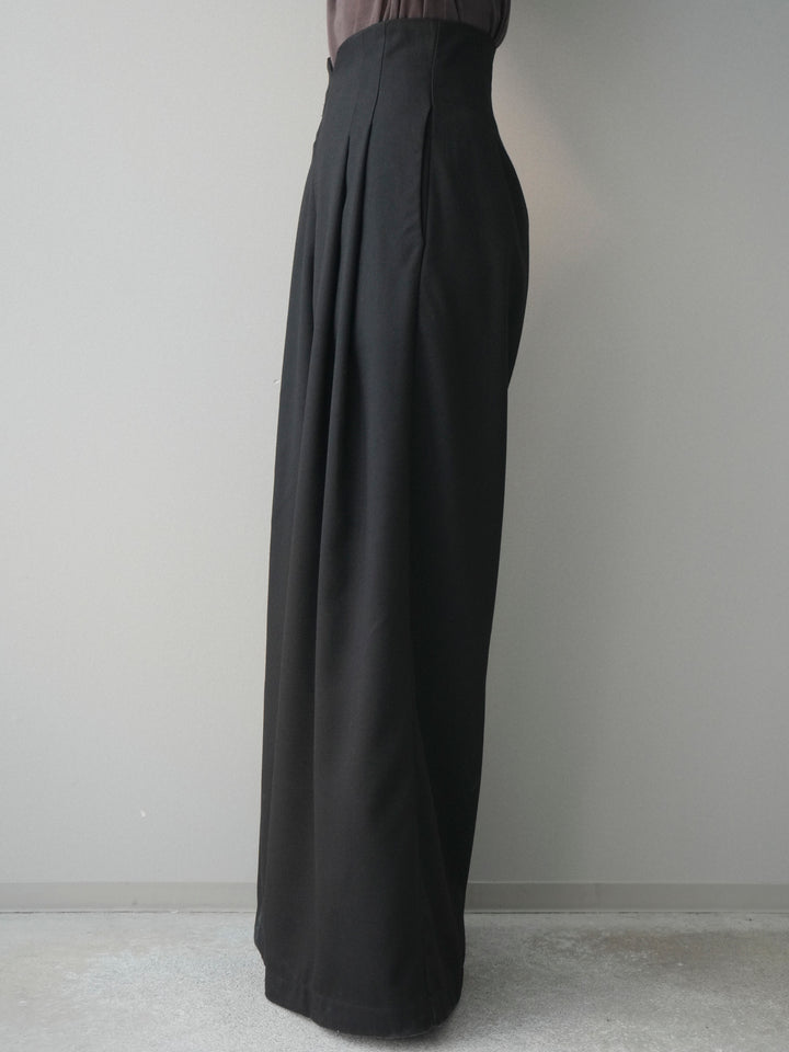 [予約]デザインハイウエストワイドパンツ/black