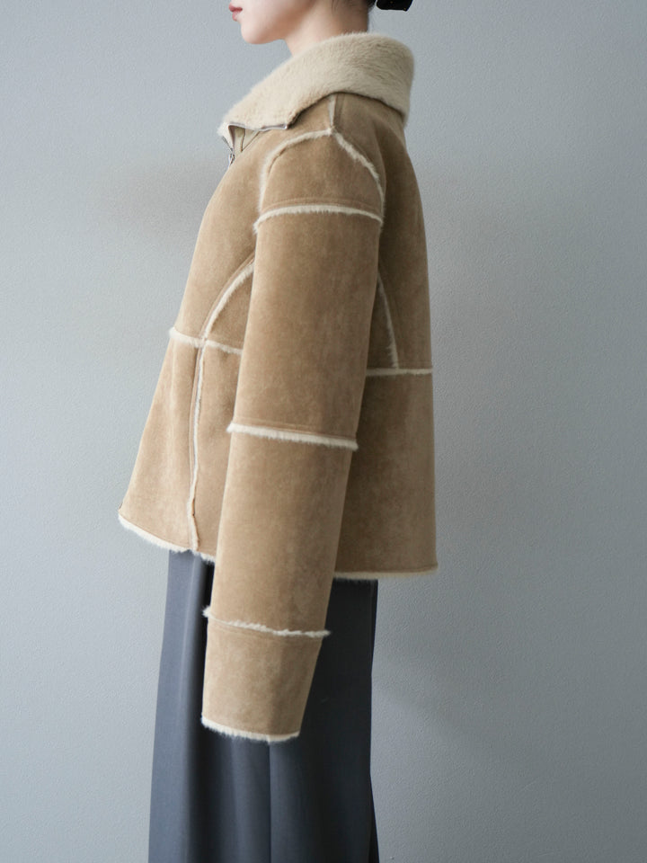 [予約]スタンドカラームートンZIPジャケット/beige