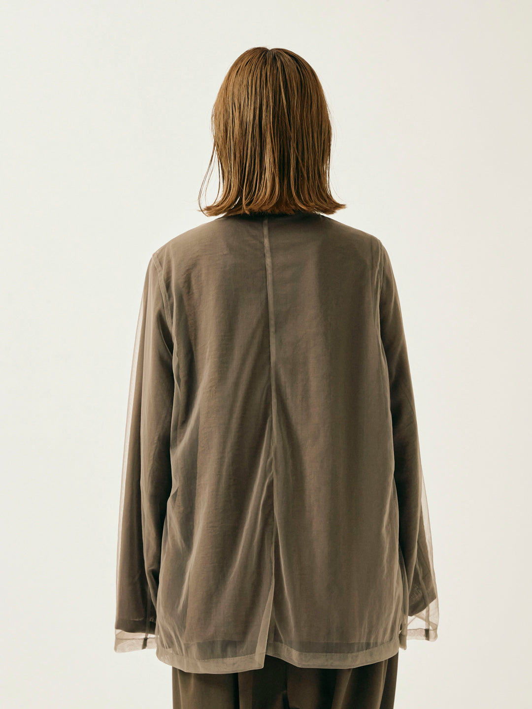 [予約]チュールレイヤードVジャケット/ブラウン