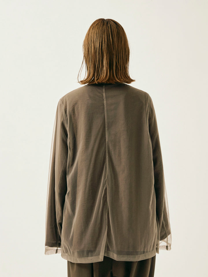 [予約]チュールレイヤードVジャケット/ブラウン