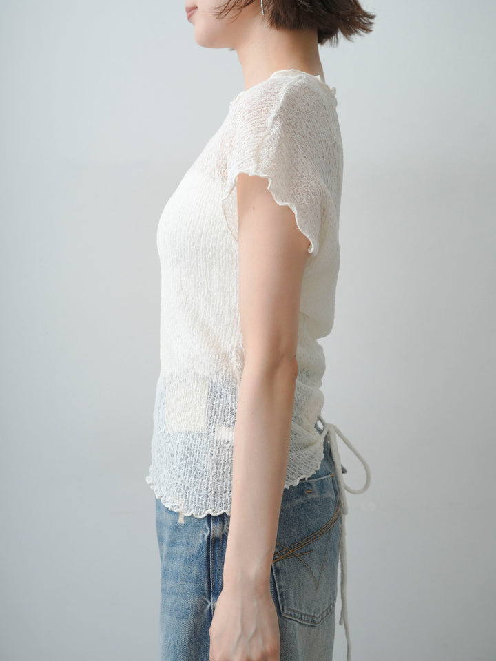[予約]シャーリングシアーバックオープンフレンチトップス/ivory