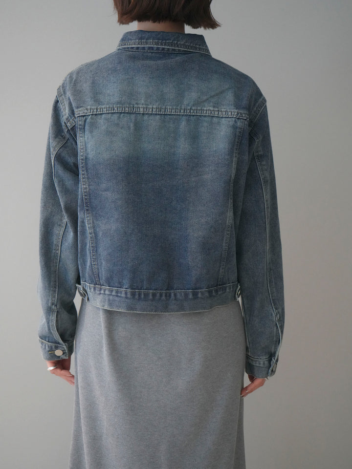 [予約]配色ステッチデニムジャケット/lightblue
