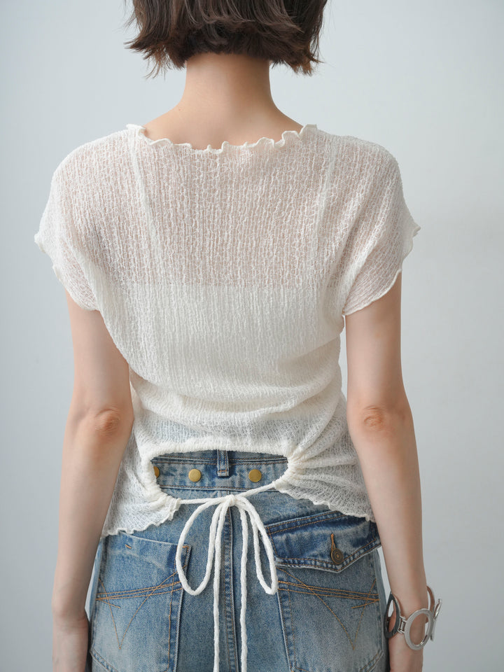 [予約]シャーリングシアーバックオープンフレンチトップス/ivory