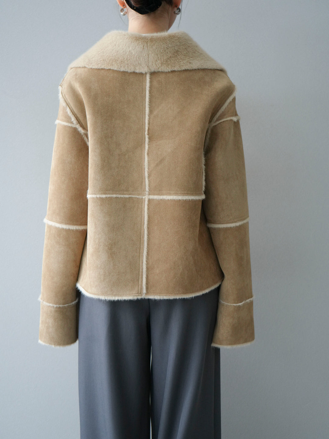 [予約]スタンドカラームートンZIPジャケット/beige