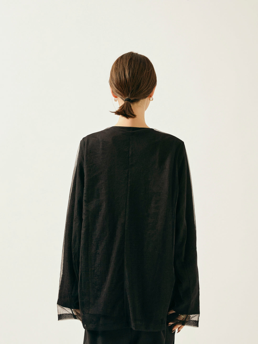 [予約]チュールレイヤードVジャケット/ブラック