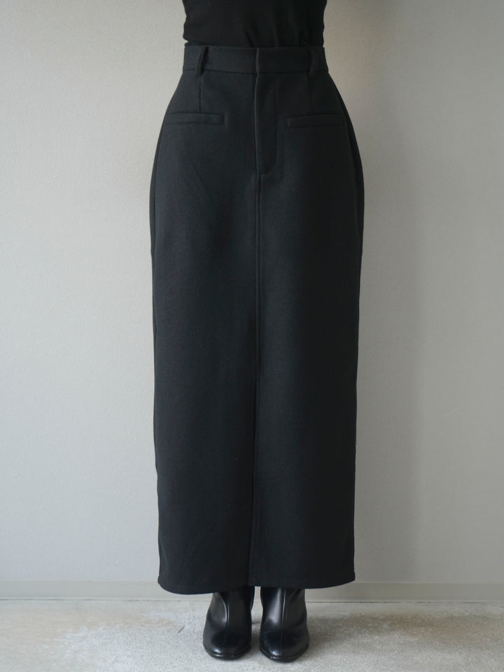 [予約]ウールタッチフロントスリットタイトスカート/black