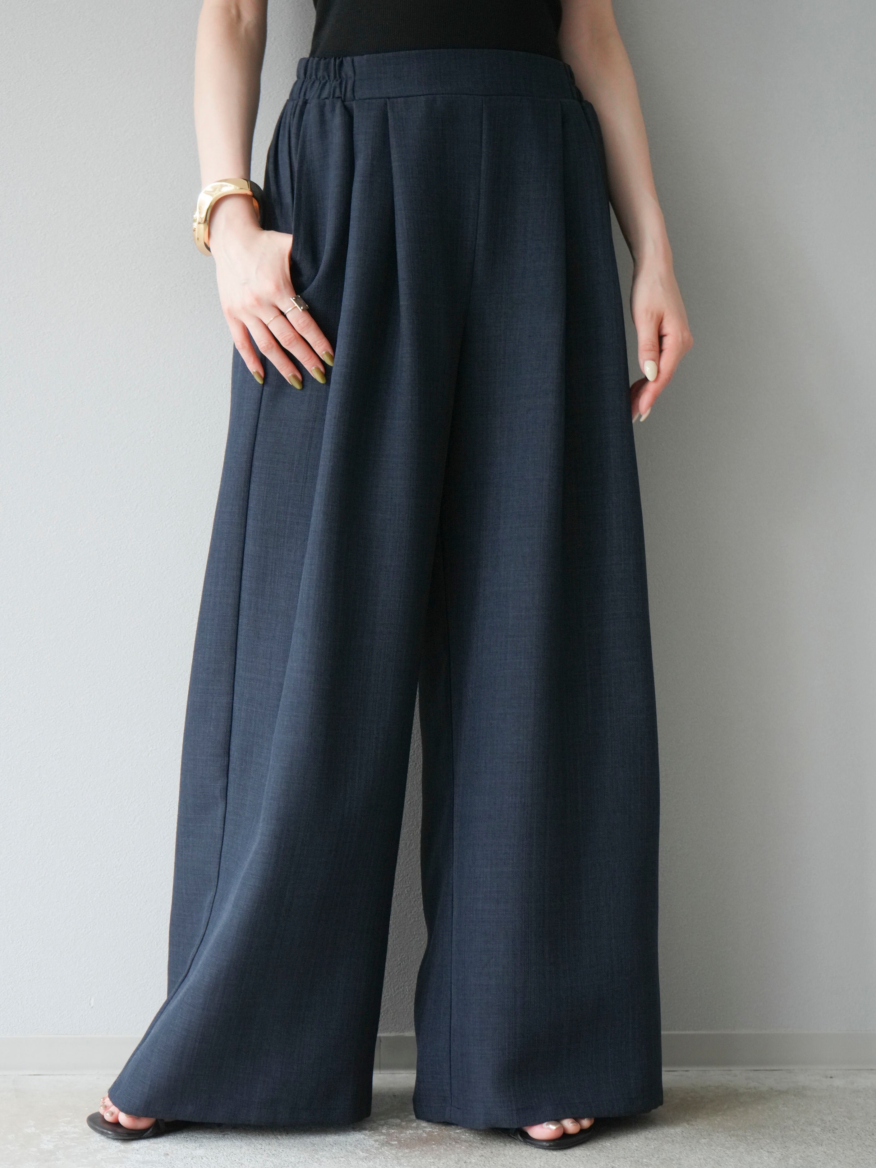 予約]リネンライクイージーワイドパンツ/チャコール – Lumier