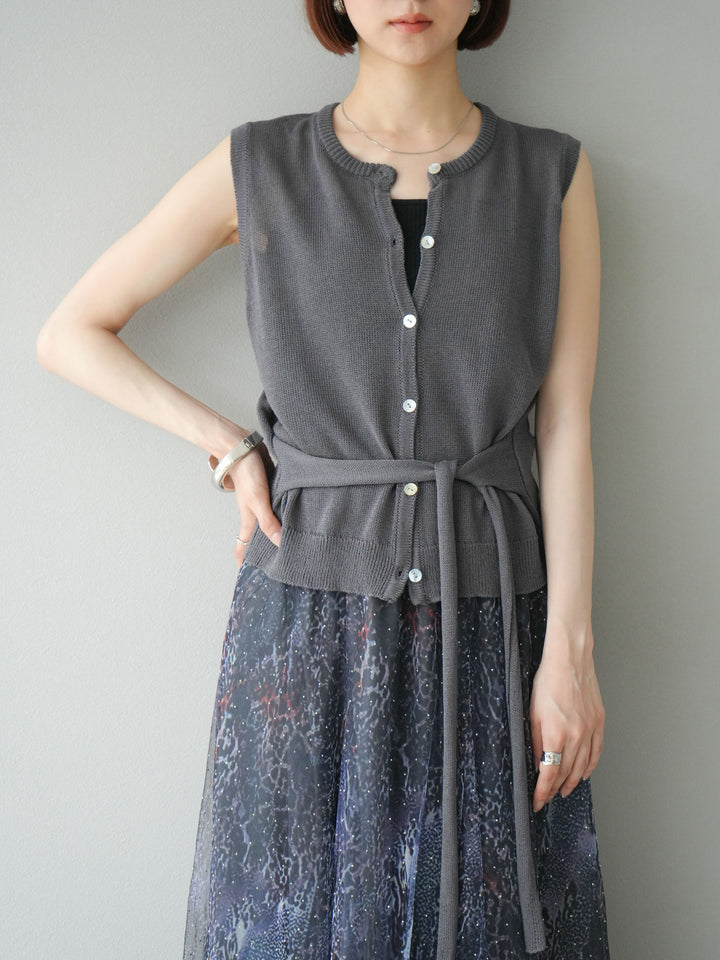 [予約]ウエストベルトニットベスト/チャコール