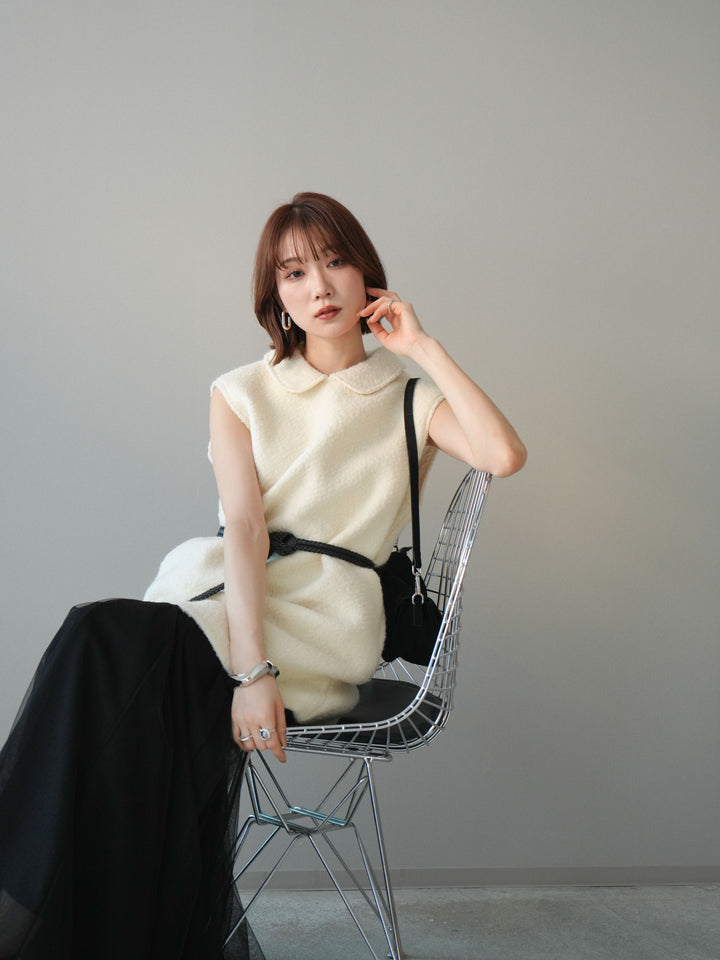 [SET]襟付きブークレミニワンピース+襟付きブークレミニワンピース(2set)