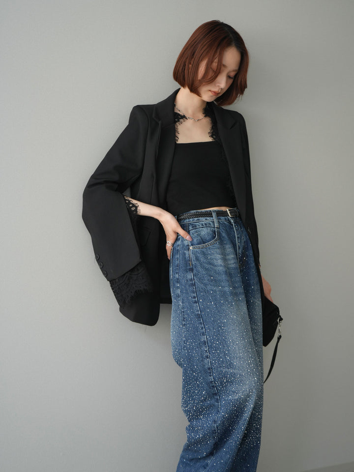 [SET]レースレイヤードスリットジャケット+選べるアクセセット(2set)