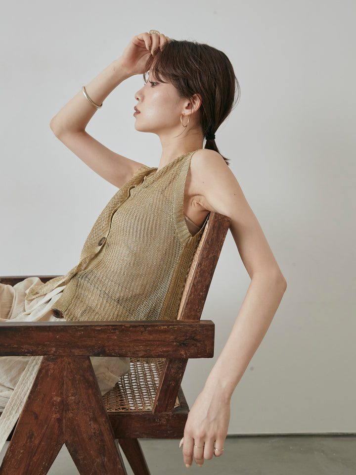 [預購] 細繩針織背心/金色