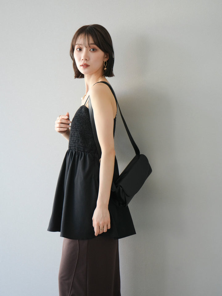 [予約]シャーリングフレアキャミプルオーバー/ブラック