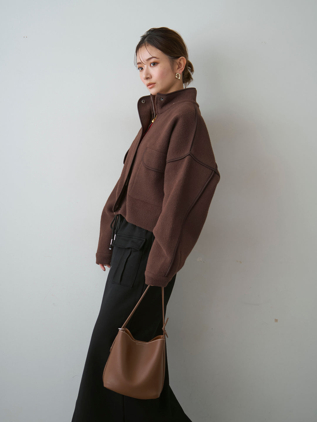 [SET]圧縮ニットショートブルゾン+スクエアネックリブニットトップス(2set)