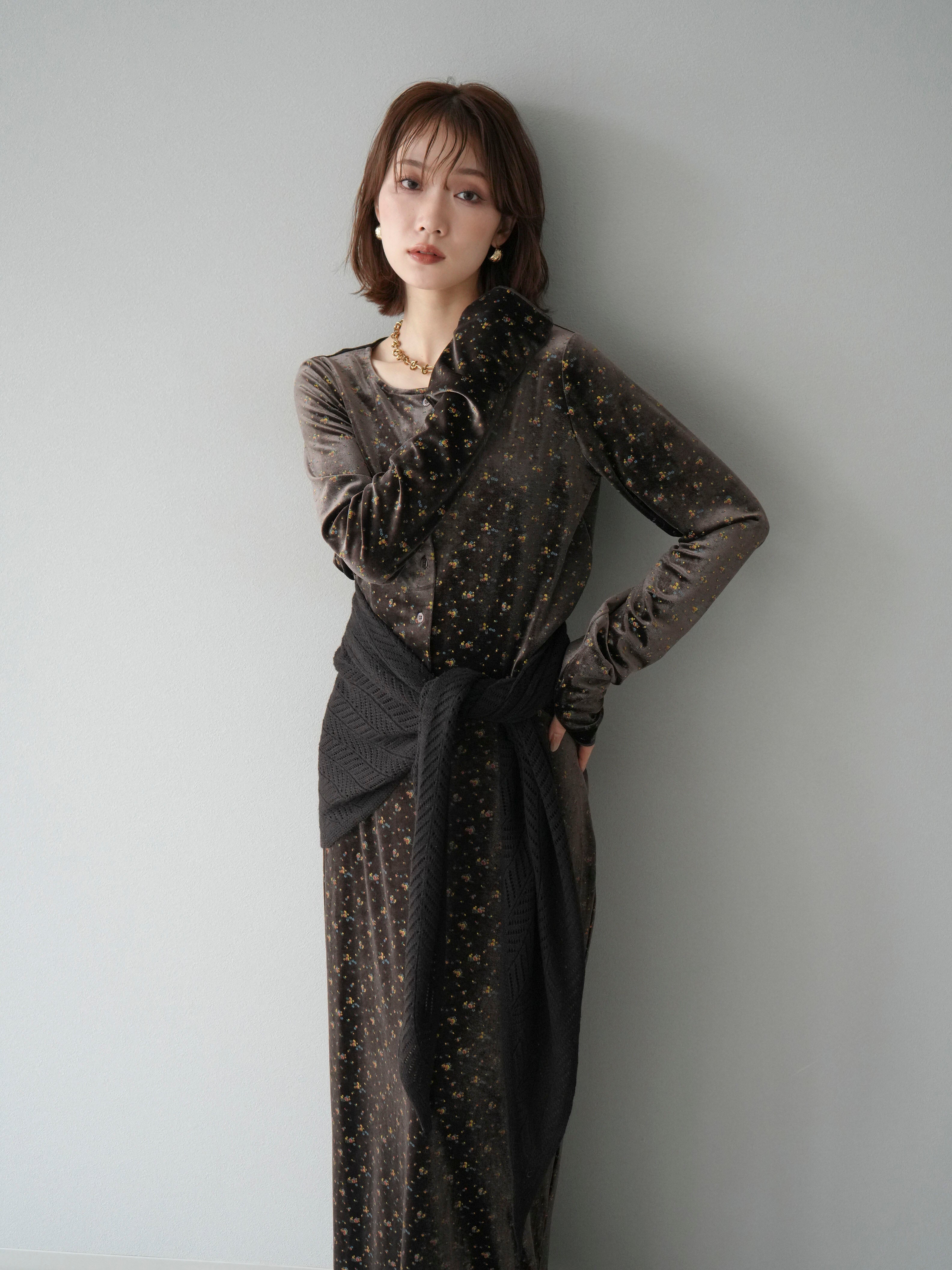 ベロアカーディガン　ベロアスカート　2点 楽天市場】セットアップ ベロア 上下セット 黒 ベロアトップス