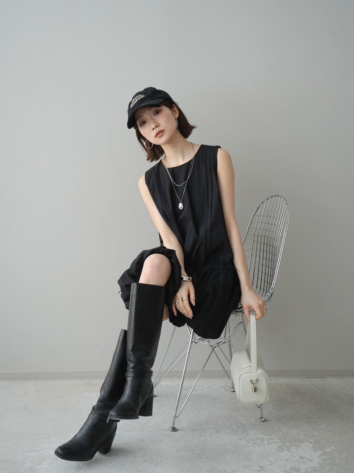 [予約]ノースリバルーンミニワンピース/black