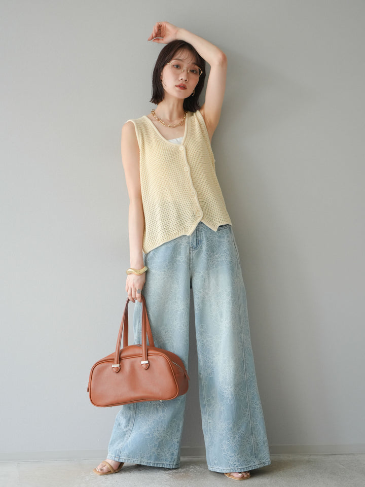 【預購】華夫格針織背心/黃色