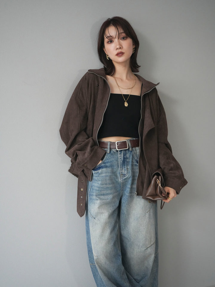 [予約]スエードライダースミドルジャケット/brown