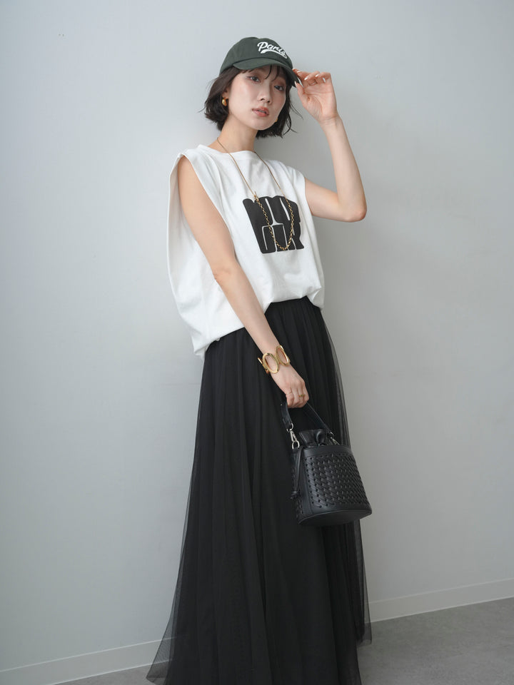 [先行販売！]ショルダータックノースリーブオーバーTEE+ショルダータックノースリーブオーバーTEE(2set)