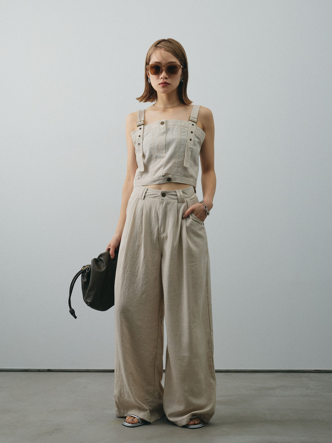 [SET]リネンライクビスチェ＆ワイドパンツSET UP+リネンライクビスチェ＆ワイドパンツSET UP(2set)