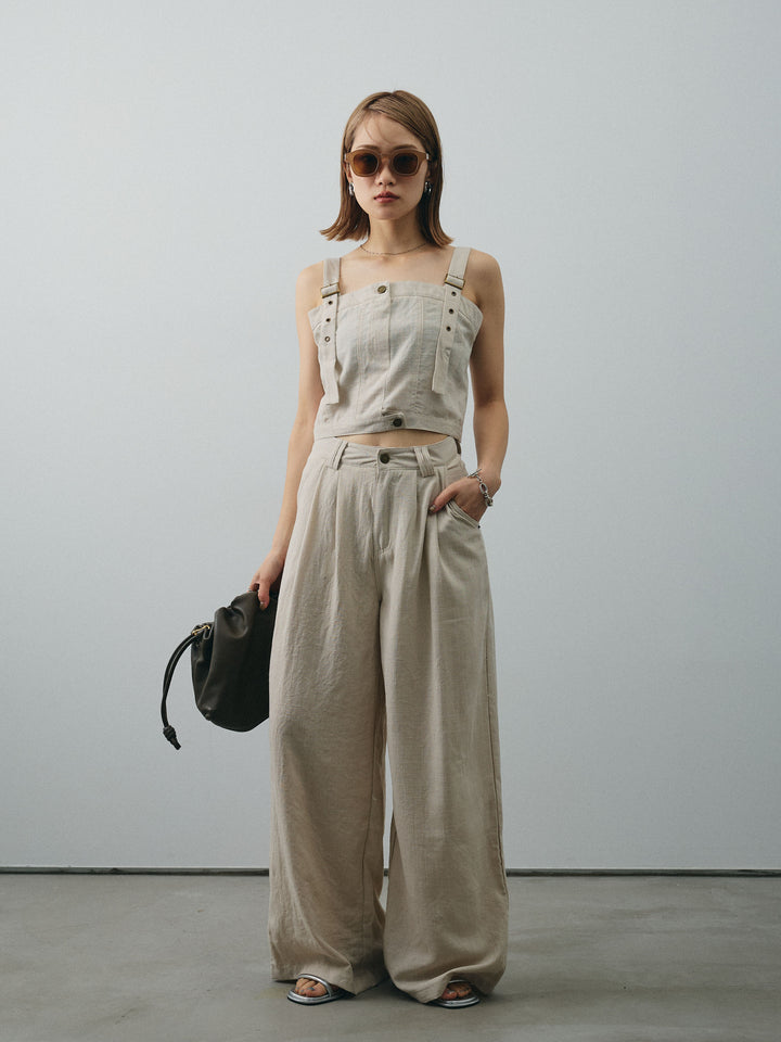 [SET]リネンライクビスチェ＆ワイドパンツSET UP+リネンライクビスチェ＆ワイドパンツSET UP(2set)