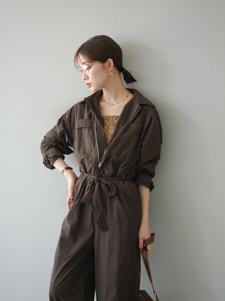 [予約]ナイロンジャンプスーツ/ブラウン