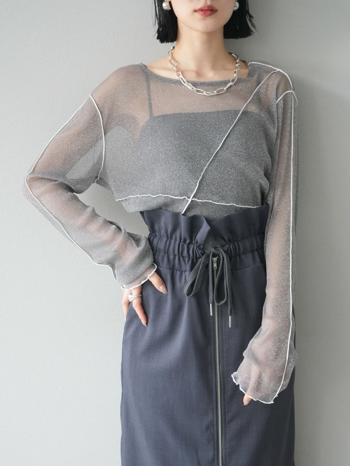 [予約]ラメシアーバイカラーメロープルオーバー/チャコール