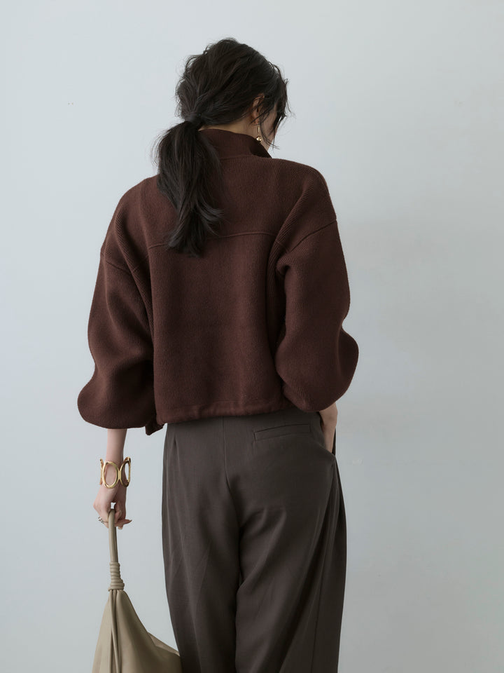 [予約]ゴールドボタンニットショートジャケット/brown