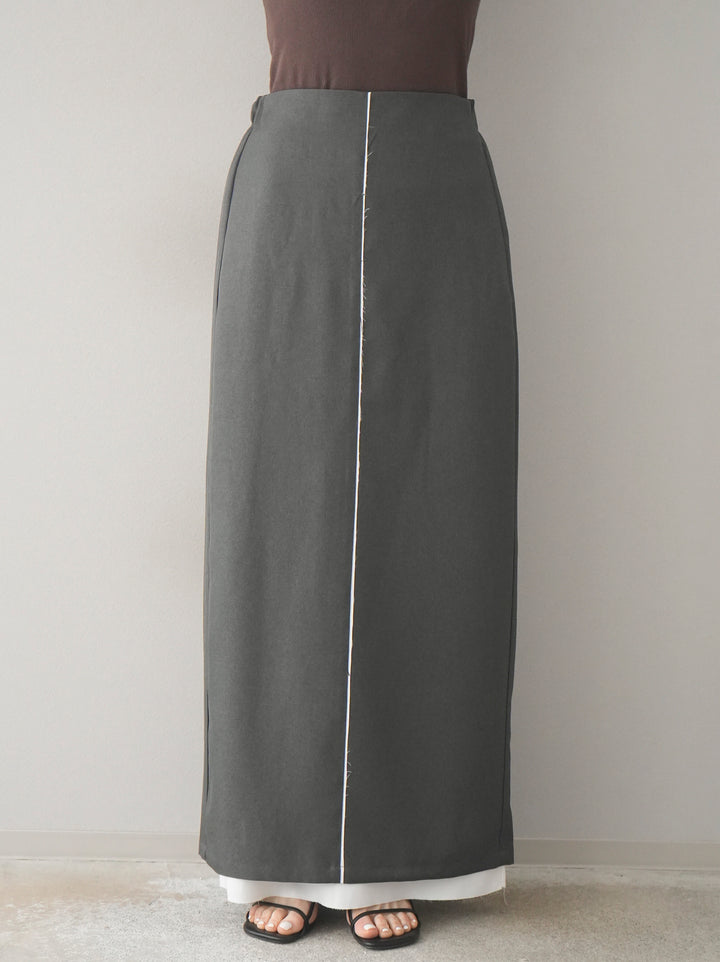 [予約]カットオフレイヤードスカート/チャコール