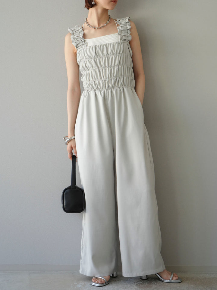 [予約]ヘザーエステルシャーリングサロペット/アイボリー