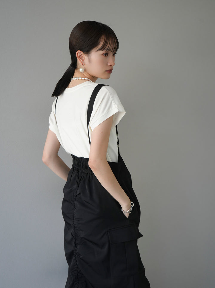 [Pre-order] Shirring jumper skirt/black