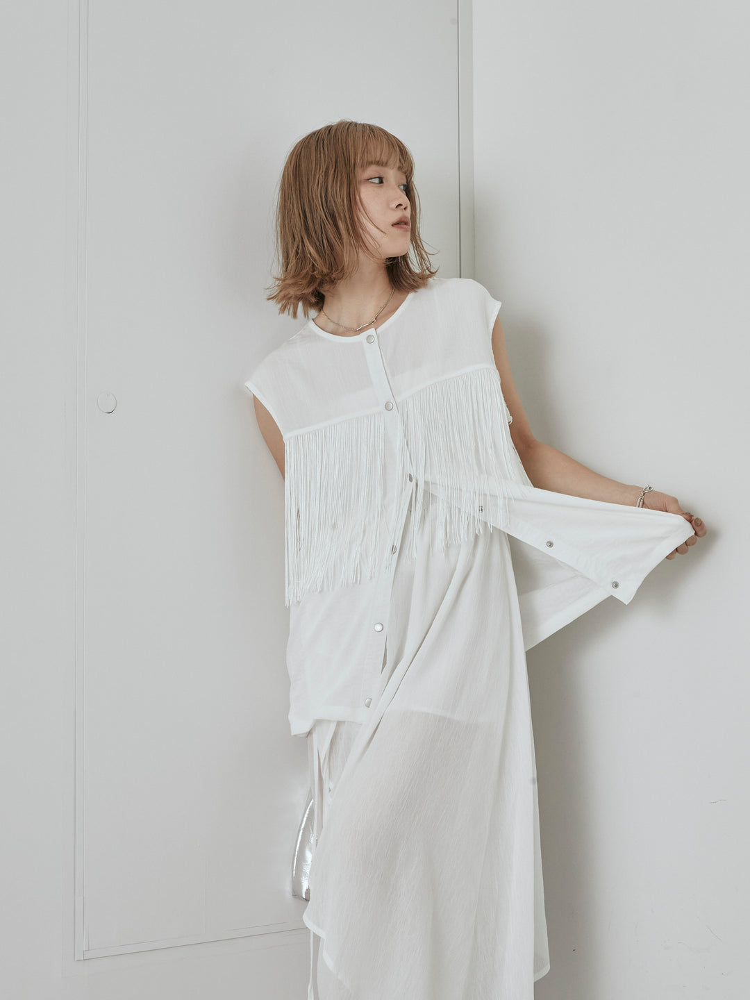 [予約]フリンジノースリブラウス/オフ