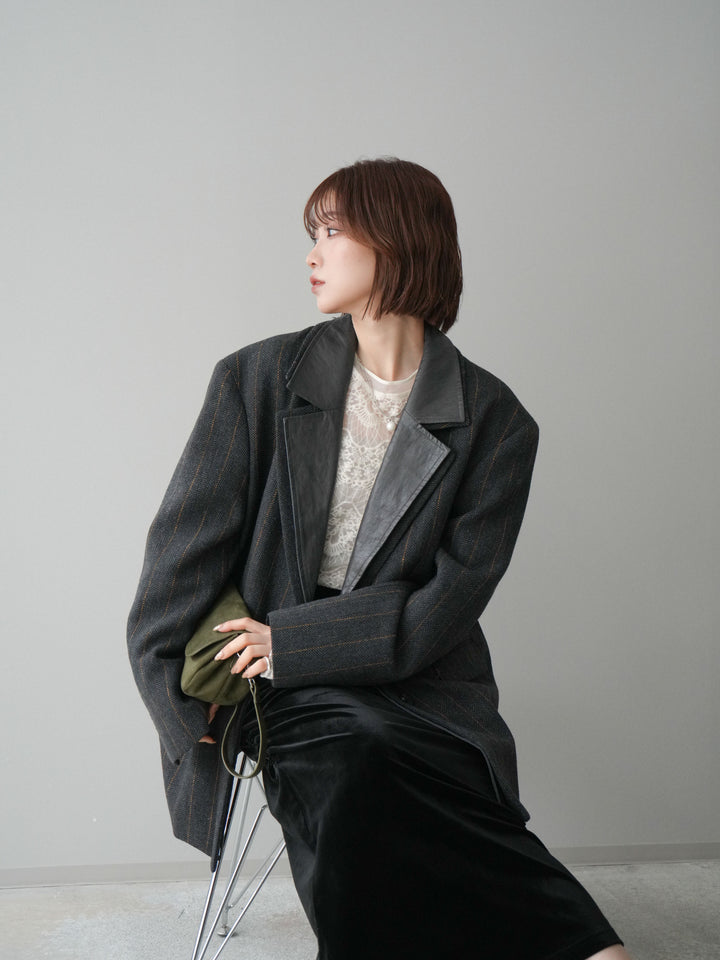 [20%オフ]レイヤードデザインツイードテーラードジャケット/charcoal
